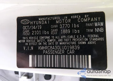 2020 Hyundai Venue Sel из США, поврежденный, VIN KMHRC8A30LU019839